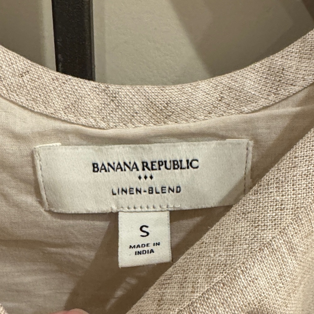 New✨Banana Republic Embroidered Linen Tank Top - Black and Cream size S - Picture 6 of 8